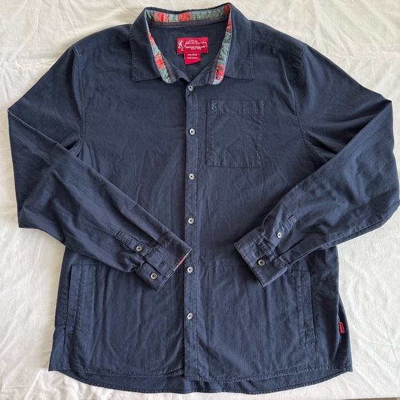 John M. Browning‎ Heritage Collection Navy Long Sleeve Shirt 2XL Hunting - Picture 1 of 4